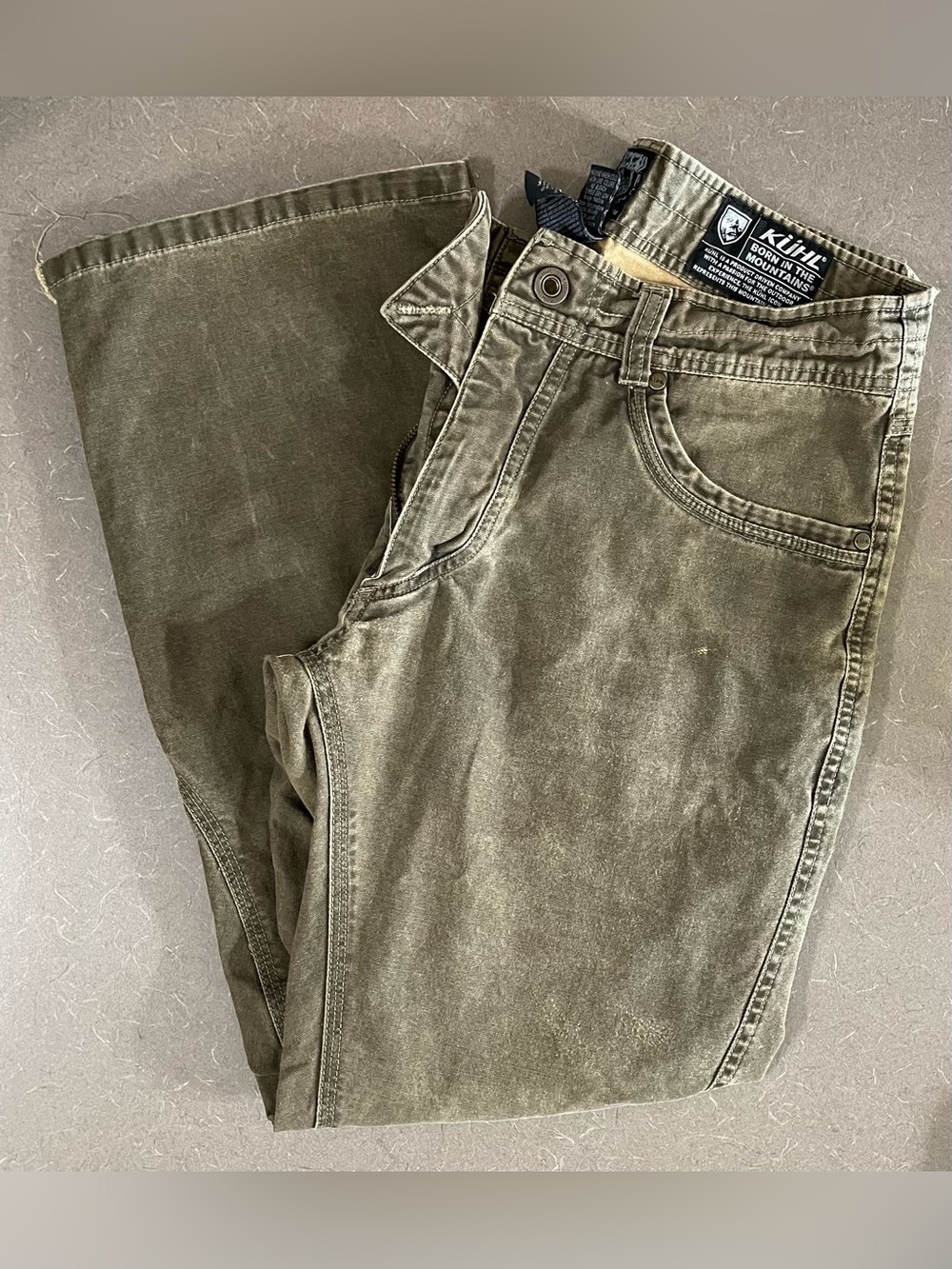 KÜHL Rydr Men's Cotton Canvas Hiking Pants - 32x30 - Distressed Workwear Olive